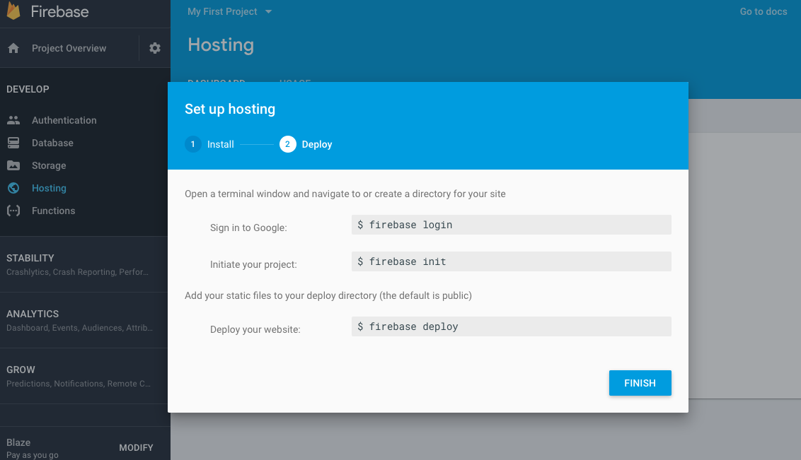 firebase hosting setup